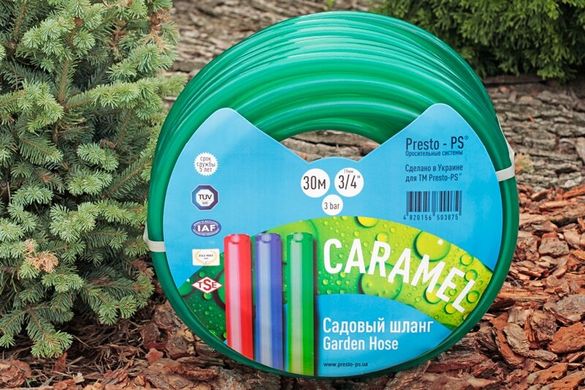 Шланг поливочный Presto-PS силикон садовый Caramel (зеленый) диаметр 3/4 дюйма, длина 20 м (CAR-3/4 20)