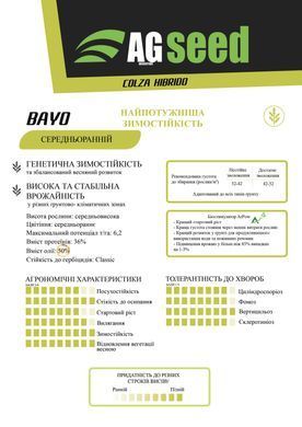 Семена рапса озимого BAYO, классический, 50 кг