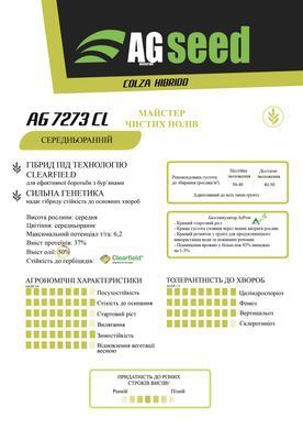 Семена рапса озимого AG7273CL, евролайтинг, 50 кг