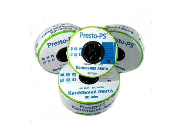 Капельная лента Presto-PS эмиттерная 3D Tube капельницы через 10 см расход 2.7 л/ч, длина 1000 м (3D-10-1000)